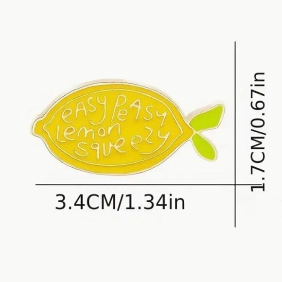 Easy Peasy lemon squeezy  enamel brooch/pin - Picture 3 of 8